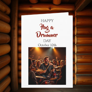 Fijne knuffel op een drummer   Grappige Feestdagen Kaart