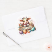 Fijne Koe en eitjes Ronde Sticker (Envelop)