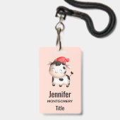 Fijne Koe in een Cute Red Pet Badge (Voorkant met koord)