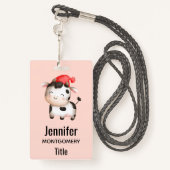 Fijne Koe in een Cute Red Pet Badge (Achterkant met draagriem)