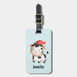 Fijne Koe in een Cute Red Pet Bagagelabel