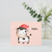 Fijne Koe in een Cute Red Pet Briefkaart (Staand voorkant)