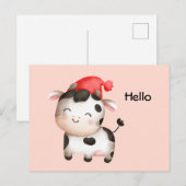 Fijne Koe in een Cute Red Pet Briefkaart (Voorkant / Achterkant)