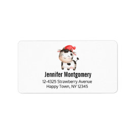 Fijne Koe in een Cute Red Pet Etiket