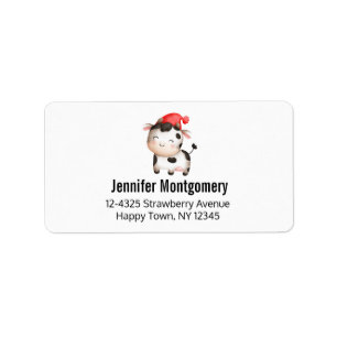 Fijne Koe in een Cute Red Pet Etiket