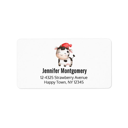 Fijne Koe in een Cute Red Pet Etiket (Voorkant)