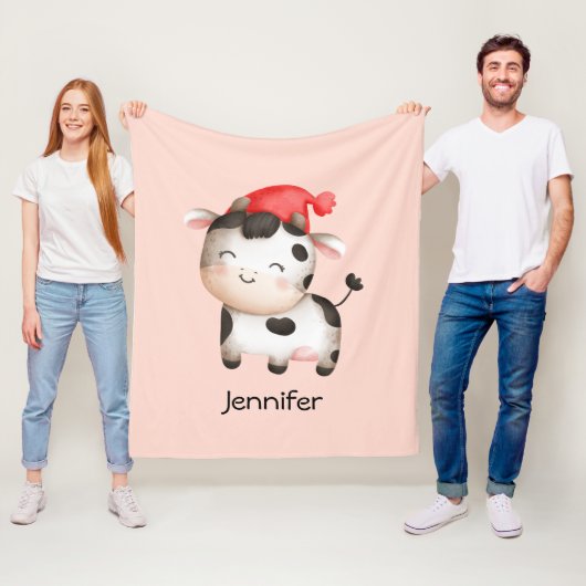 Fijne Koe in een Cute Red Pet Fleece Deken (In situ)