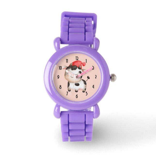 Fijne Koe in een Cute Red Pet Horloge (Voorkant)