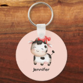 Fijne Koe in een Cute Red Pet Sleutelhanger (Voorkant)