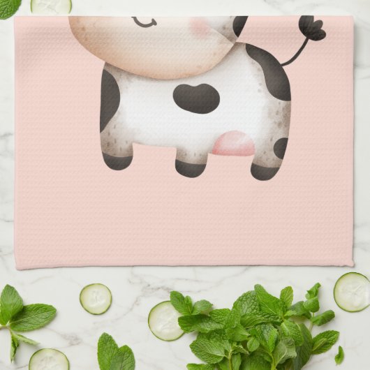 Fijne Koe in een Cute Red Pet Theedoek (Gevouwen)