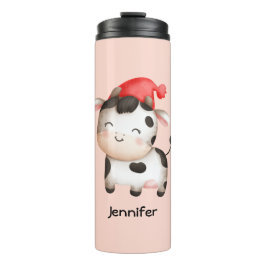 Fijne Koe in een Cute Red Pet Thermosbeker