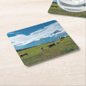 Fijne koeien op het Boerderij in Zwitserland Kartonnen Onderzetters (Schuin)