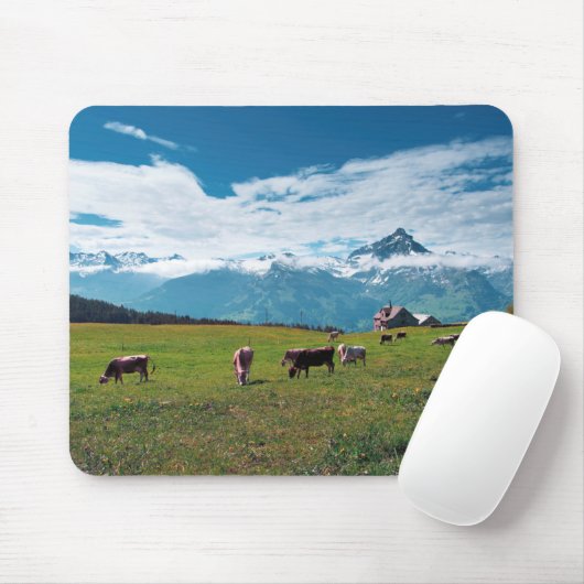 Fijne koeien op het Boerderij in Zwitserland Muismat (Met muis)