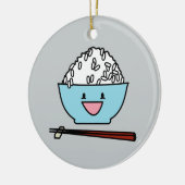 Fijne kom van witte rijststokjes keramisch ornament (Links)