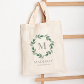 Fijne krans gepersonaliseerde monogram boodschappe tote bag