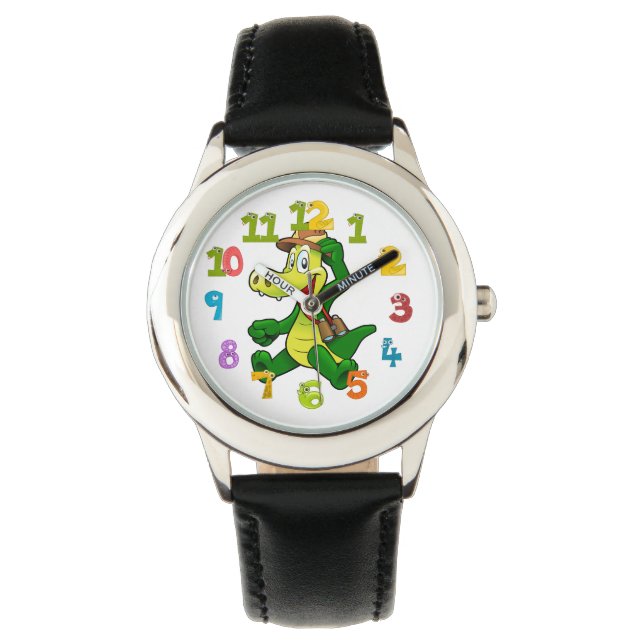 Fijne krokodil horloge (Voorkant)