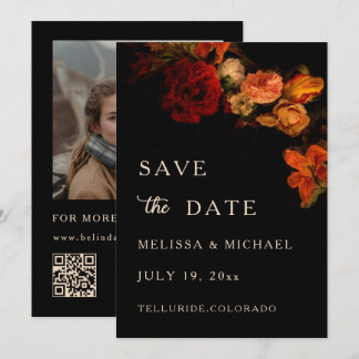 Fijne Kunst Bloemen Donkere Bruiloft Save The Date
