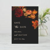 Fijne Kunst Bloemen Donkere Bruiloft Save The Date (Staand voorkant)