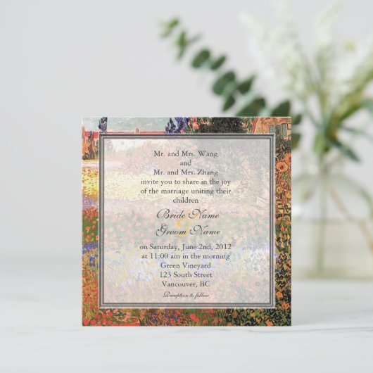  fijne kunst Bloemende Garden bruiloft Kaart (Staand voorkant)