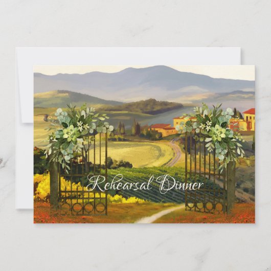 Fijne Kunst Italiaans Bruiloftsprobediner Kaart (Voorkant)