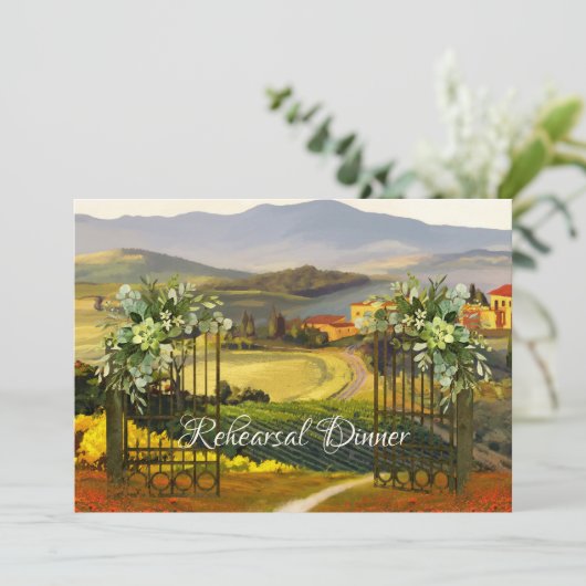 Fijne Kunst Italiaans Bruiloftsprobediner Kaart (Staand voorkant)