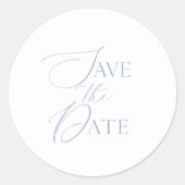 Fijne Kunst Stofblauw Bewaar de Datum Ronde Sticker (Voorkant)