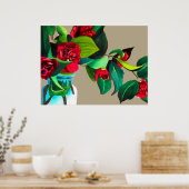 Fijne Kunstbloemen oorspronkelijke waterverf rode  Poster (Keuken)