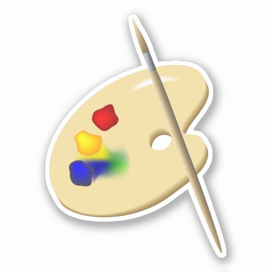 Fijne Kunstpalet en penseel Sticker (Voorkant)