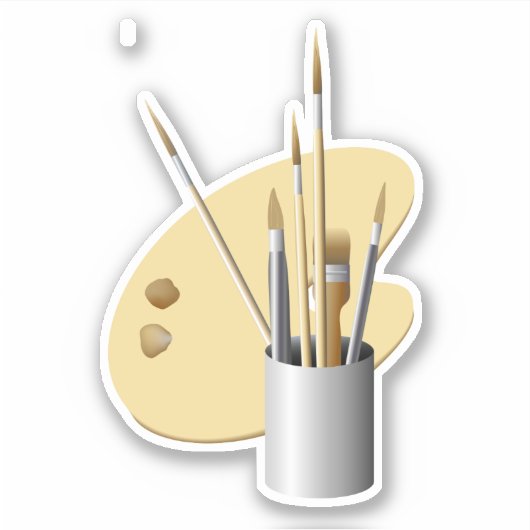 Fijne Kunstpalet en penselen Sticker (Voorkant)