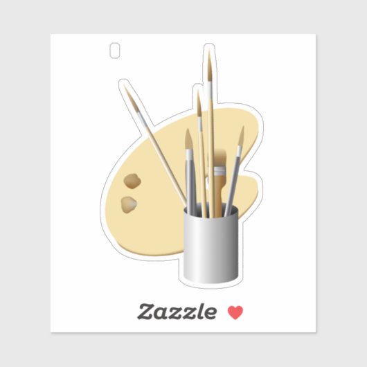Fijne Kunstpalet en penselen Sticker (Vel)