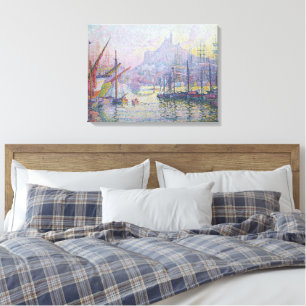 Fijne kunstschildering haven zeilboten zonsopgang canvas afdruk