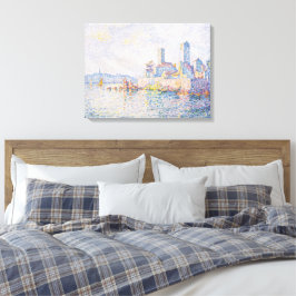 Fijne kunstschildering Lagune Zeezicht Lichtblauw Canvas Afdruk