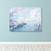 Fijne kunstschildering Zeehaven Schepen Brug Licht Canvas Afdruk (Insitu (Houten vloer))