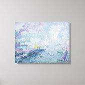 Fijne kunstschildering Zeehaven Schepen Brug Licht Canvas Afdruk (Voorkant)
