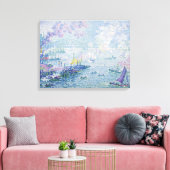 Fijne kunstschildering Zeehaven Schepen Brug Licht Canvas Afdruk (Insitu (Woonkamer))