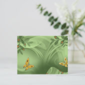 Fijne Kunstvrouwe bubbels butterflies in de groene Briefkaart (Staand voorkant)