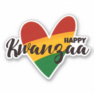 Fijne Kwanzaa Rood Geel Groen Gestreepte Hart Sticker