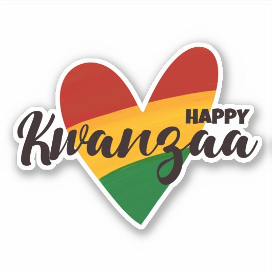 Fijne Kwanzaa Rood Geel Groen Gestreepte Hart Sticker (Voorkant)