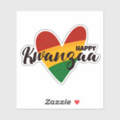 Fijne Kwanzaa Rood Geel Groen Gestreepte Hart Sticker (Vel)