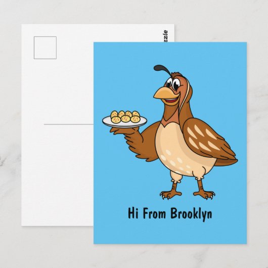 Fijne kwartel met eitjes cartoon briefkaart (Voorkant / Achterkant)