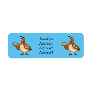 Fijne kwartel met eitjes cartoon etiket