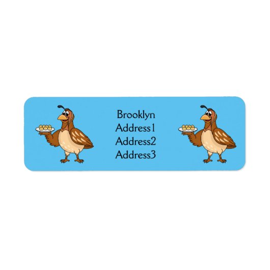 Fijne kwartel met eitjes cartoon etiket (Voorkant)