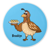 Fijne kwartel met eitjes cartoon keramische knop (Voorkant)