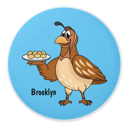 Fijne kwartel met eitjes cartoon keramische knop (Voorkant)