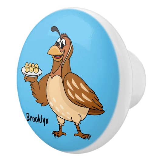 Fijne kwartel met eitjes cartoon keramische knop (Rechts)