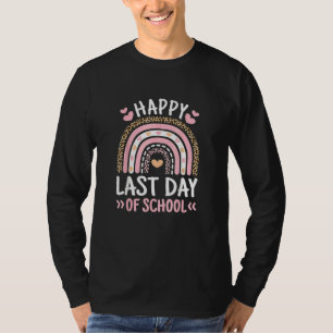 Fijne laatste dag van de schoolluipaard regenboogs t-shirt