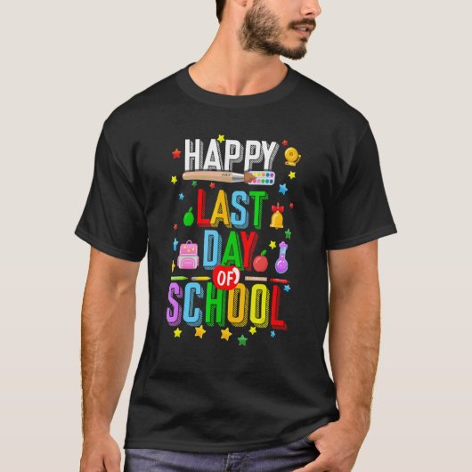 Fijne laatste dag van de schoolstudenten en docent t-shirt (Voorkant)