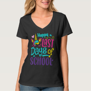 Fijne laatste dag van school Unicorn leraar studen T-shirt