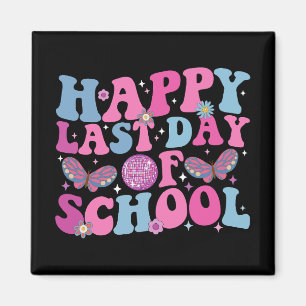 Fijne laatste schooldag Disco bal Groovy Retro Magneet