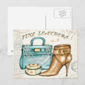 Fijne lederen tas en schoen briefkaart (Voorkant / Achterkant)